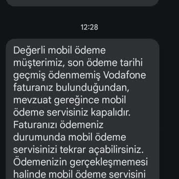 Vodafone Ödenmemiş Faturam Olmadığı Halde Bir Aydır Gelen Gecikmiş Fatura Mesaj