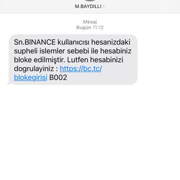 Binance Telefonuma Gelen Şüpheli Mesaj