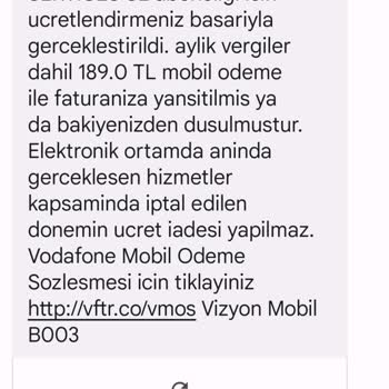 Vodafone İade Yapılması İçin