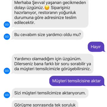 GetirYemek Getir Müşteri Hizmetleri Sorumsuzluğu