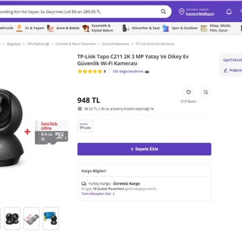 TP-Link Tapo C211 2K 3 MP Wi-Fi Kamerası Ve N11 Mağazası Gpnteknoloji
