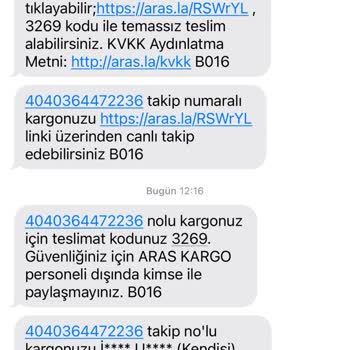 Aras Kargo Benimle İlgisi Olmayan Kargonun Alıcısı Görünmekteyim