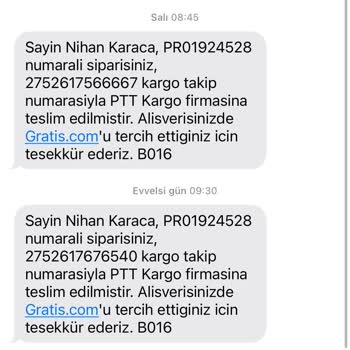 Gratis'ten Verilen Kargo Takip Numarası Yanlış Ve Kargo Kaydı Yok.
