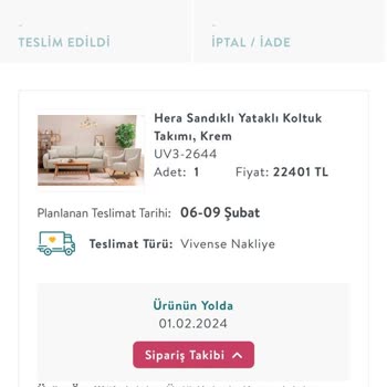 Vivense Erken Teslimli Koltuklarımızı Gönderememekte