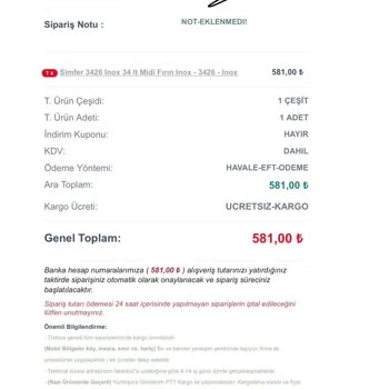 Arcelikavm.com Firma Sipariş Detayı İçin Dönüş Sağlamıyor