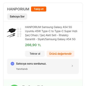 Hepsiburada Samsung A54 Şarj Aleti Arızalandı