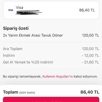 Yemek Sepeti Ödeme Adımında Kredi Kartından Fazla Para Çekilmesi