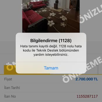 Sahibinden.com 1128 Numaralı Teknik Hata