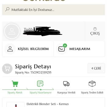 Bernardo Siparişim İptal Edildi.