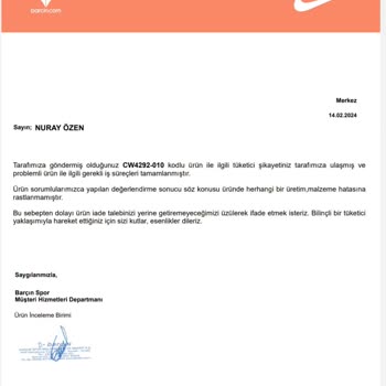 Barçın Spor Kalitesiz Ve Ayıplı Ürün