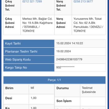 Sürat Kargo Çamlık Şube Kapalı Olmasına Rağmen Kargom Orada Gözüküyor.