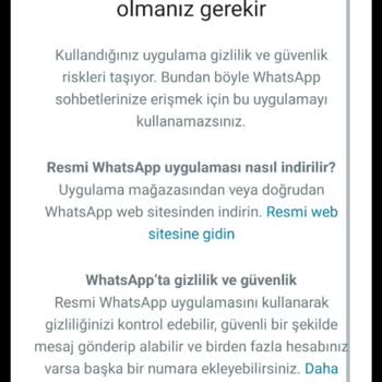 WhatsApp Resmi Olmayan WhatsApp Hatası