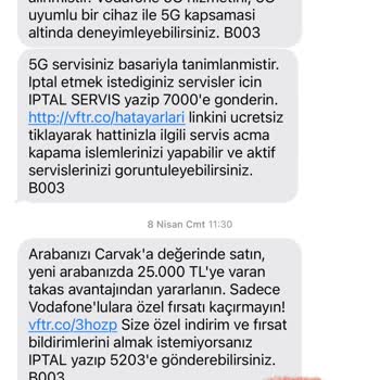 Vodafone Defalarca İptal Yaptığım Halde Hala Bana SMS Gönderiyor