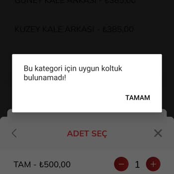 Passolig Uygun Koltuk Bulunamadı
