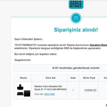 A101 Newton Ankastre Set Bağlanması İçin Servis Numarası Verilmiyor