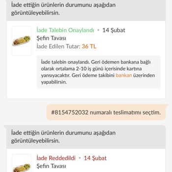 Trendyol GO Kuryesinin Yanlış Sipariş Getirmesi