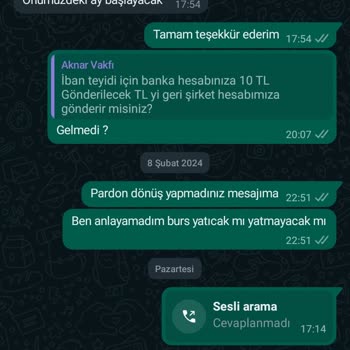 Aknar Vakfı (Burs Başvuru) Burs Vaadi İle Bilgilerim Alındı