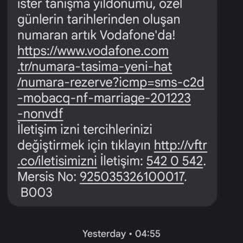 Vodafone İzinsiz İleti Gönderimi