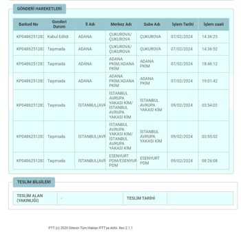 PTT Kargo Esenyurt PTT PDM Mağduriyeti