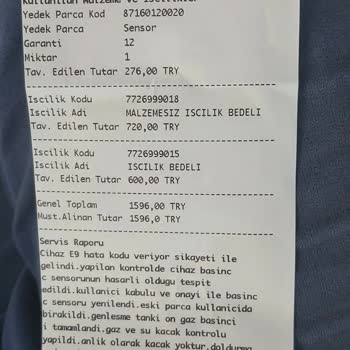 Bosch Kombi Yetkili Servis 2 Kez İşçilik Ücreti Aldı.