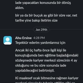 Kodlasam Veri Analist Eğitim Bedelinin İadesinin Yapılmaması