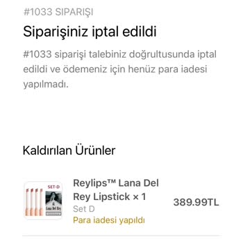 Reylips Adlı Siteden Sipariş Verdim İptal Ettiler Bir Açıklama Olmadan