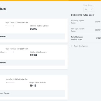 Pegasus Bilet Değiştirmeme Bahanesi