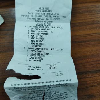 Popeyes Yemek Kartıma İade Yapmadı
