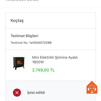 Koçtaş Aldığım Ürünü İptal Etti
