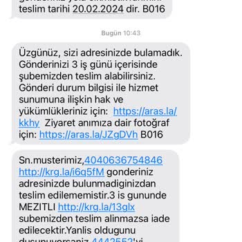 Aras Kargo Aras K**** Kuryesi Hakkında Şikayet
