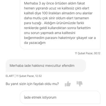 Elart Sattığı Ürünün Arkasında Değil O Kadar Paraya Değmez
