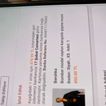 Bershka Siparişi Habersiz İade Edilmesi