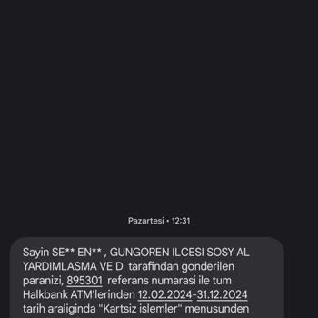 Halkbank Sosyal Yardım Paramı Çekemiyorum.