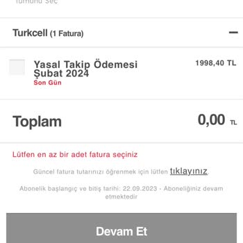 Turkcell - Takip Borcu?