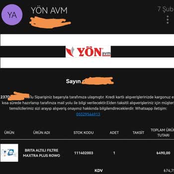 Yön AVM Web Sitesinden Almış Olduğumu Ürünü 10 Gündür Göndermedi.