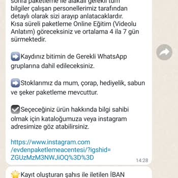 Paketlemeacentesi (Instagram) Şikayet Ev De İş