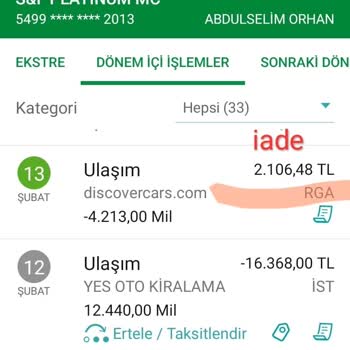 Discovercars.com Eksik İade Edilen Para