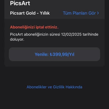 PicsArt İade Talebi İstiyorum