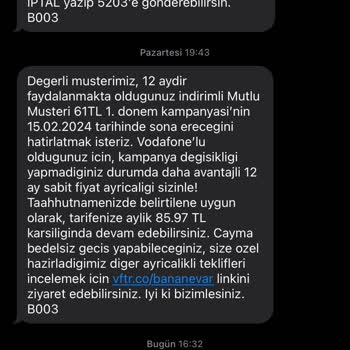 Vodafone Taahhüde Zam Ve Müşteri Mağduriyetini Gidermemekte Olan Israr