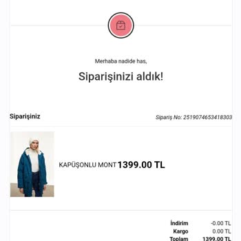 Mudo'dan Aldığım Kabanı Yazın Gönderecekler Galiba 20 Gün Oldu
