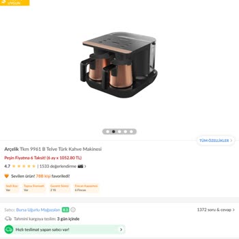 Arçelik Telve Kahve Makinesi Fahiş Fiyata Onarım Bedeli Talebi