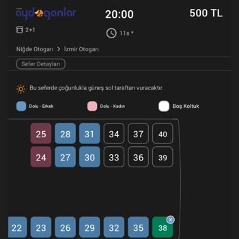 Niğde Aydoğanlar Niğde-İzmir Yolculuğunda Koltuk Karmaşası