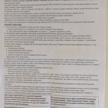 RKS Motor Satış Sonrası Hizmet Sıfır