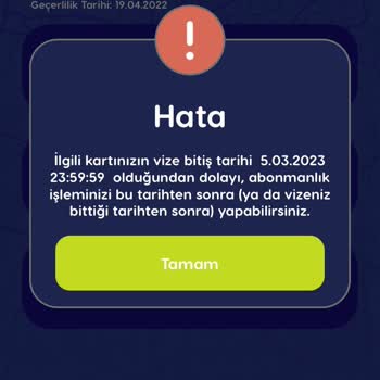 BURULAŞ Abonman Yüklenmiyor Vize Tarihi Hatası Veriyor