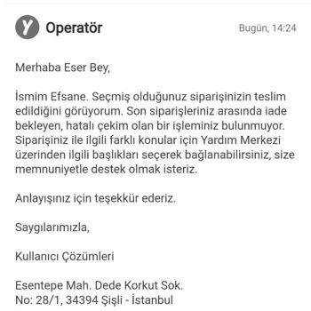 Yemek Sepeti İade Mağduriyeti