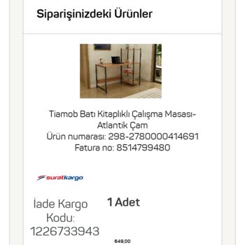 A101 Tiamob Batı Kitaplık Ve Çalışma Masası İade
