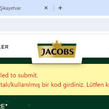 Jacobs Jacob's Kahve Çekilişi İçin Sürekli Hata Mesajı