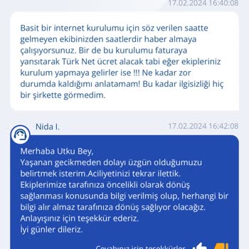 TurkNet Ekipleri Verilen Saat Aralığında Kuruluma Gelmiyor!