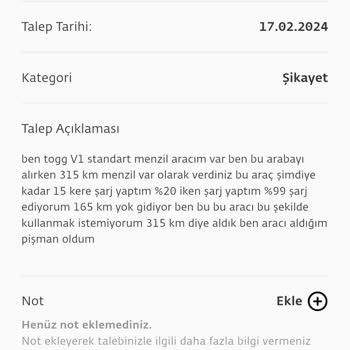 Togg V1 Standart Menzil