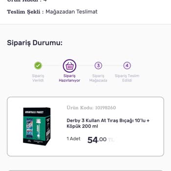 Gratis Mağazadan Almak Üzere Verdiğim Sipariş Hâlâ Hazırlanıyor Görülüyor